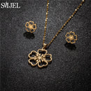 Conjunto Joias Aço Inoxidável - Colares Brincos Flores Bohemia para Homens e Mulheres