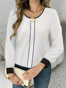 Camisa Feminina Elegante Manga Comprida - Blusa Casual Solta