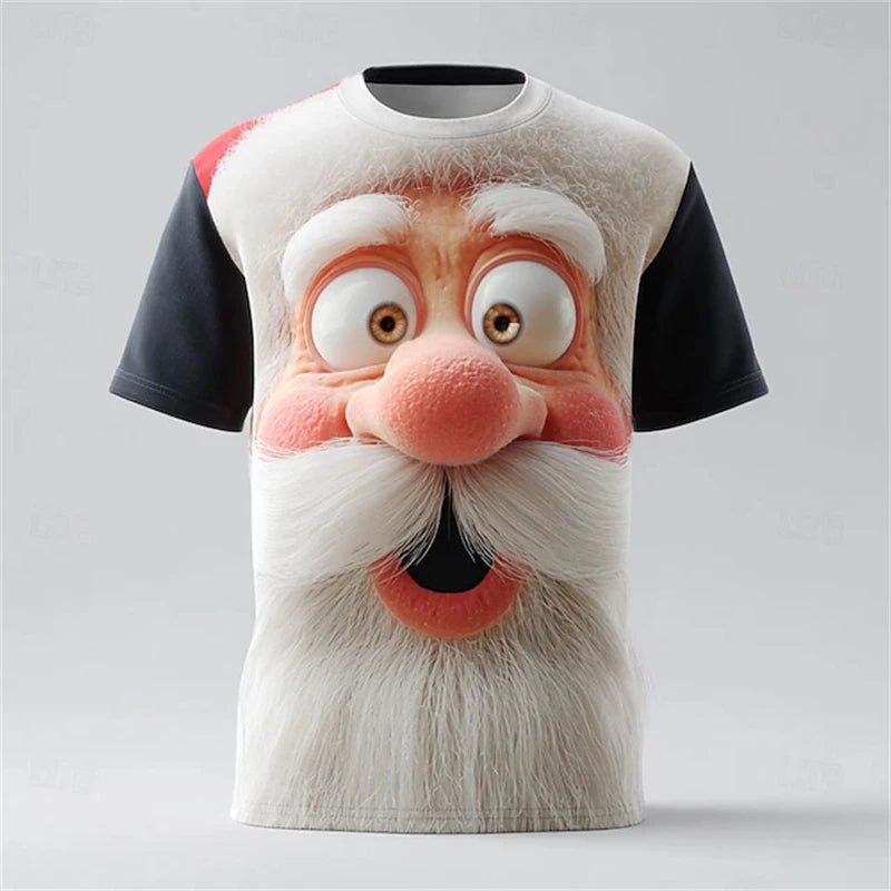 T-Shirt Homem Natal 2026 - Pai Natal Divertido Manga Curta Moda Y2K