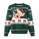 Camisola Natal Família 2025 - Rena Flocos Neve Pullover Malha Quente