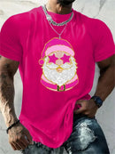 T-Shirt Natal Homem 3D Kawaii - Pai Natal DJ Colorida Harajuku Casual