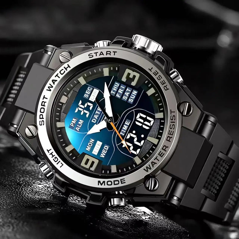 Relógio Masculino Luxo Quartzo - Duplo Movimento Impermeável com Luz Noturna