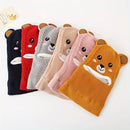 1pc Winter Cartoon Animal Knit Hat with Ear Flaps for Boys, Polyester Thermal Lined Hood, Christmas Outdoor Hiking Warm Cap