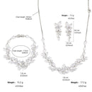 Conjunto Joias ZAKOL Luxo Zircão AAA Branco - Brincos Pulseira Colar 4 Peças para Casamento