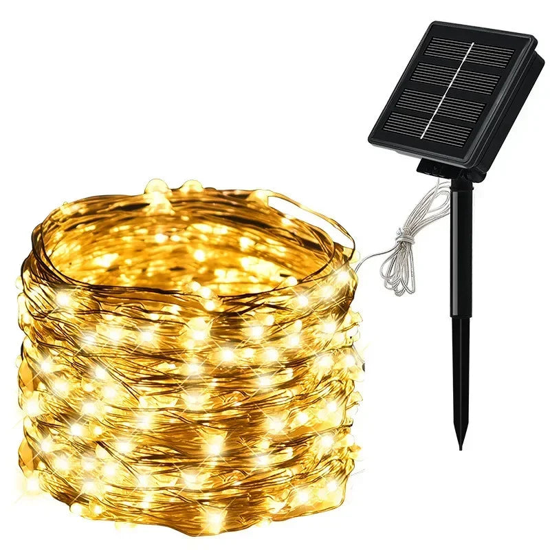 Luzes LED Solares 7M/12M/22M/32M - Guirlanda Decorativa À Prova de Água para Jardim e Festas