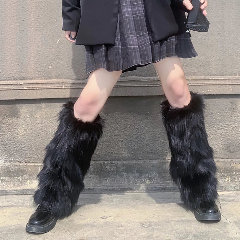 Aquecedores Pernas Pelo Sintético - Leggings Outono Botas Lolita Punk