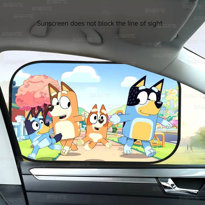 Cortina Protetor Solar Bluey para Carro - Dobrável UV Proteção Universal para Crianças