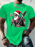 T-Shirt Natal Homem 3D Kawaii - Pai Natal DJ Colorida Harajuku Casual