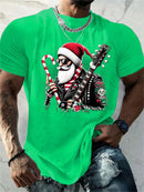 T-Shirt Natal Homem 3D Kawaii - Pai Natal DJ Colorida Harajuku Casual
