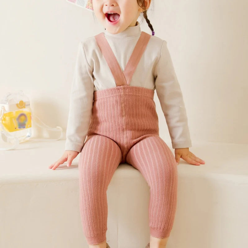 Collants Bebé Natal Suspensórios - Malha Cintura Alta Quentes Menino Menina