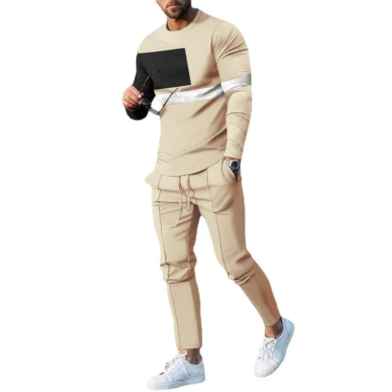 Conjunto Masculino Impressão 3D Digital - Gola Redonda Casual Respirável Moda