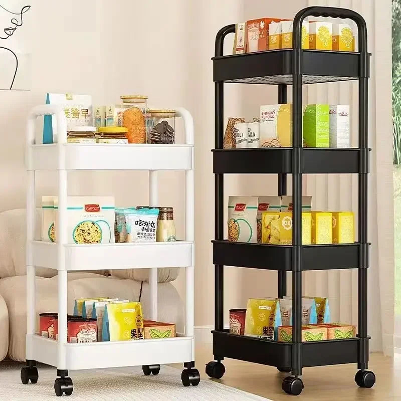 Carrinho de Armazenamento Multi-Níveis com Rodas - Organizador Cozinha Quarto Poupa Espaço