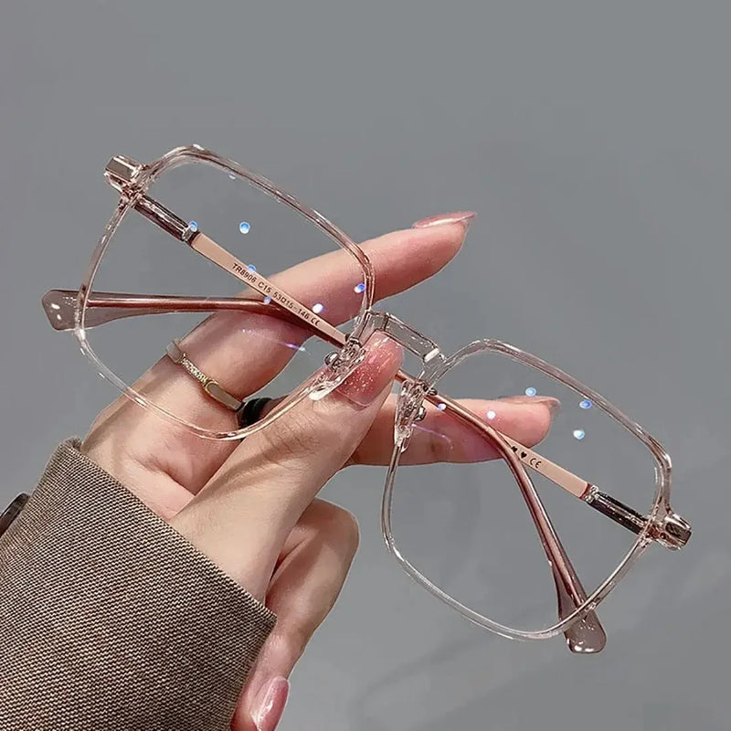 Óculos Quadrados Anti-Luz Azul - Armação Metal Ultra Leve Transparente para Computador