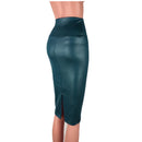 Leather Skirt Back Split Women Sexy Bodycon Pencil Skirt Sexy Office Lady Pencil Package Skirts High Waist Summer Long Skirt