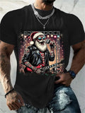 T-Shirt Natal Homem 3D Kawaii - Pai Natal DJ Colorida Harajuku Casual
