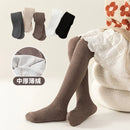 Girls' leggings in autumn and winter plus thin velvet vertical stripes wear children's pantyhose gray dance socks tide.