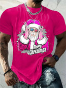 T-Shirt Natal Homem 3D Kawaii - Pai Natal DJ Colorida Harajuku Casual