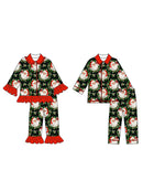 Pijama Natal Criança Manga Comprida - Pai Natal Laço Menino Menina Conjunto