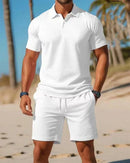 Conjunto Business Casual Masculino - Camisa Botões e Calções Praia Desporto