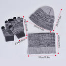 2/3Pcs Kids Knitted Hat Set Plush Lining Winter Children Beanie Hat Scarf Gloves Suit Child Hat Kids Cap for Boys Gift 4-10Y
