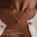 Colar eManco Aço Inoxidável com Anel - Pedra Nascimento Redonda Joias Femininas