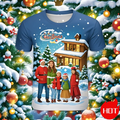 T-Shirt Natal Criança 2024 - Pai Natal 3D Impressão Street Hip Hop Manga Curta