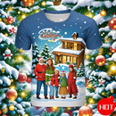 T-Shirt Natal Criança 2024 - Pai Natal 3D Impressão Street Hip Hop Manga Curta