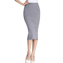 Saia Lápis Longa Primavera Outono - Sexy Slim Ajustada Lã Canelada Midi