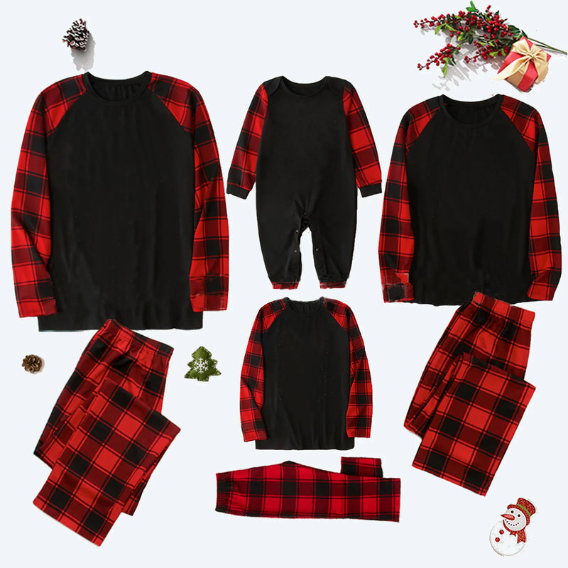 Pijama Natal Família 2 Peças - Conjunto Mãe Pai Criança Body Bebé Casual Xmas