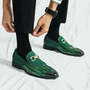 Mocassins Masculinos Verdes Nobuck - Marca Luxo Sola Grossa Bico Pontiagudo