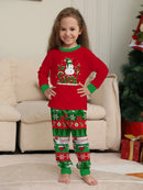 Christmas Kids Pajamas Set Let It Snow Snowman Print Long Sleeve Top and Pants Festive Sleepwear for Boys Girls