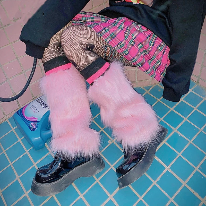 Aquecedores Pernas Pelo Sintético - Leggings Outono Botas Lolita Punk