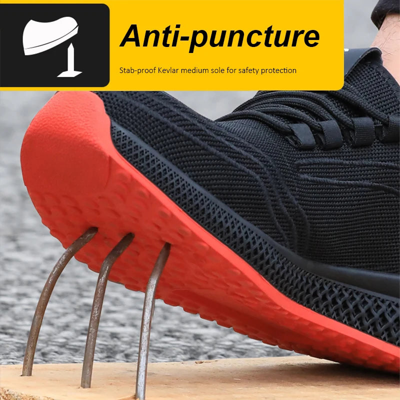 Botas Segurança Manlegu Biqueira Aço - Respiráveis Mesh Anti-Perfuração