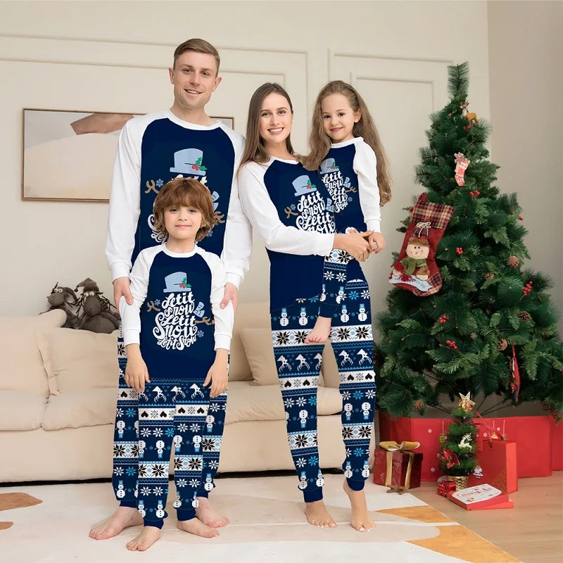 Pijamas Natal Família Conjunto - Adulto Criança Top+Calças Body Bebé Xmas
