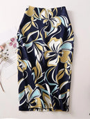Saia Bodycon Estampado Flores Vintage - Midi Elegante Lápis Ajustada