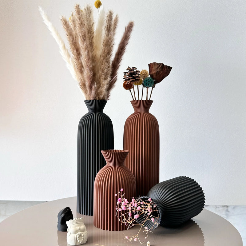 Conjunto 2 Vasos Decorativos Padrão Ondulado - Arte Moderna para Casa