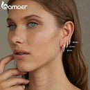 BAMOER 925 Sterling Silver Classic Paved CZ Huggie Hoop Earrings, 18K Gold Plated Cartilage Piercing Earrings Ear Cuff for Women