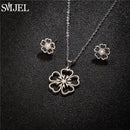 Conjunto Joias Aço Inoxidável - Colares Brincos Flores Bohemia para Homens e Mulheres