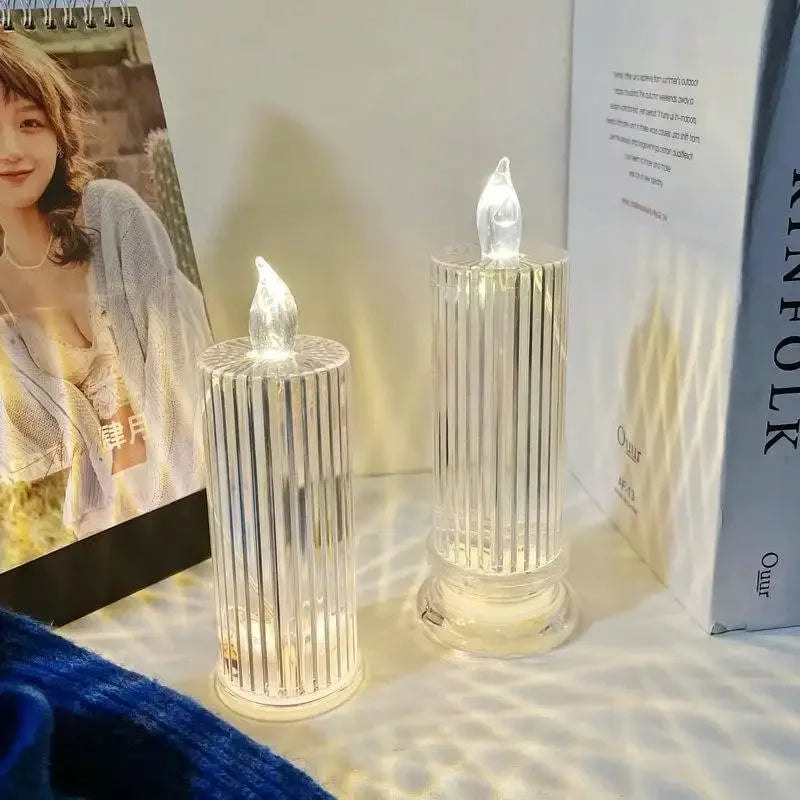 Vela LED Rosa Romântica Sem Chama - Decoração Dia Namorados e Casamentos