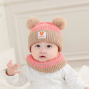 1Set Baby Hat Scarf Set Bear Warm Knitted Children Winter Hat Cap Bonnet Infant Toddler Kids Hat Boys Girls Crochet Beanie