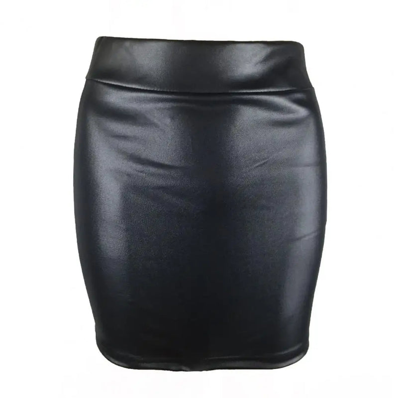 Saia Mini Pele Sintética Cintura Alta - Ajustada Bodycon Sexy Streetwear