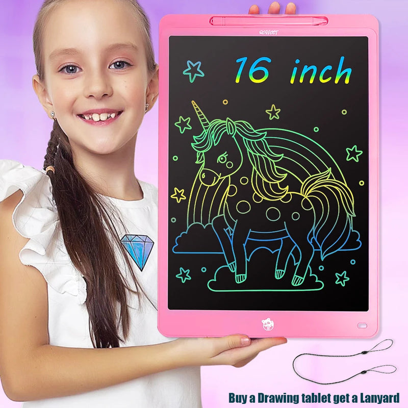 Tablet Gráfico LCD 16/12/10/8.5 Polegadas - Desenho Colorido para Crianças 3-8 Anos