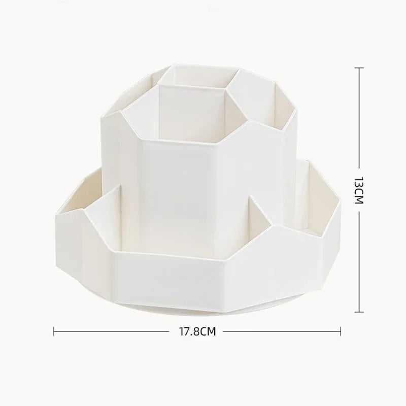 Organizador de Secretária Rotativo 360° - 9 Compartimentos para Material Escolar e Escritório