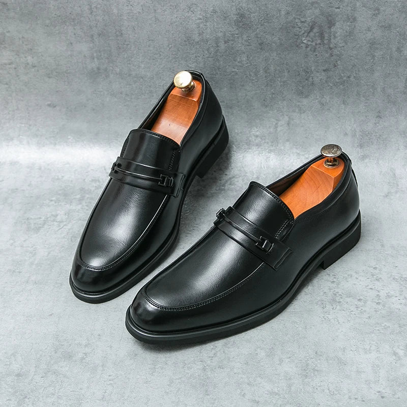Sapatos Formais Masculinos Couro Clássicos - Mocassins Slip-On Respiráveis