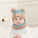 1Set Baby Hat Scarf Set Bear Warm Knitted Children Winter Hat Cap Bonnet Infant Toddler Kids Hat Boys Girls Crochet Beanie