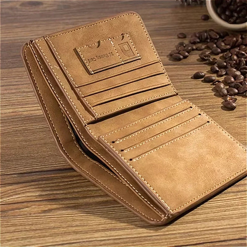 Carteira Masculina Couro Hipster - Compartimento Moedas Dobrável Luxo