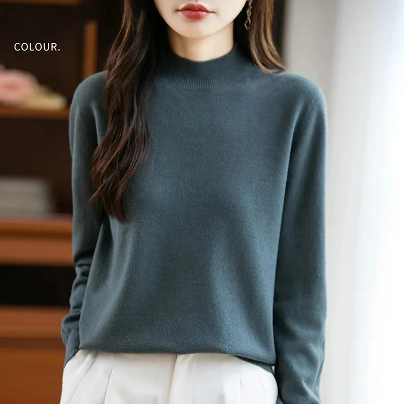 Camisola Malha Feminina Outono Inverno - Gola Redonda Casual Fashion