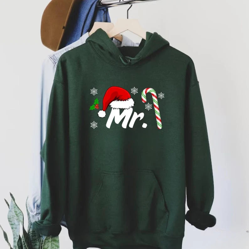 Hoodie Natal Mr & Mrs Matching Casal - Sweatshirt Hubby Wifey Couple Xmas