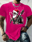 T-Shirt Natal Homem 3D Kawaii - Pai Natal DJ Colorida Harajuku Casual