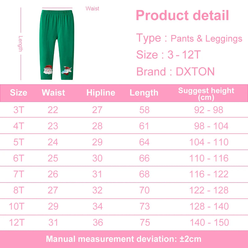 Leggings Bebé Menina Algodão DXTON - Verde Natal Aplicação 4 Estações